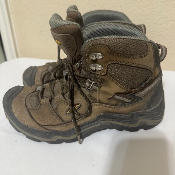 Keen DURAND MID Waterproof Brown Leather Hiking Boots mens 8 womens 10 - Picture 1 of 7